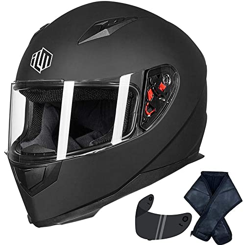 Buy ILM Full Face Motorcycle Street Bike Helmet with Removable Winter Neck  Scarf + 2 Visors DOT (M, Matte Black) Online in Hong Kong. B01HEHOB7O