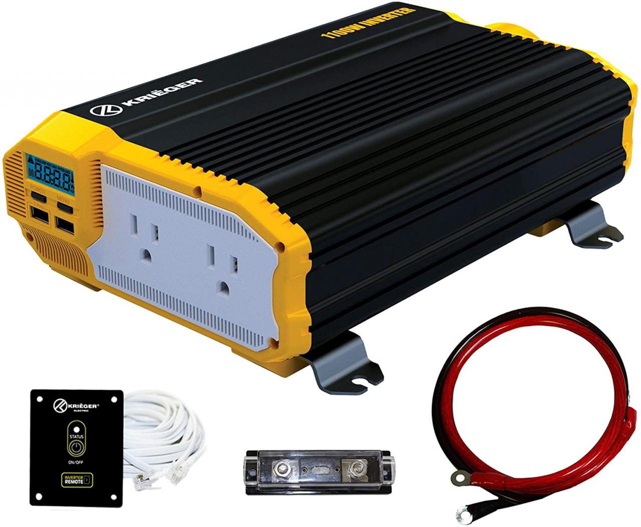 Buy KRIËGER 1100 Watt 12V Power Inverter Dual 110V AC Outlets, Installation  Kit Included, Automotive Back Up Power Supply For Blenders, Vacuums, Power  Tools MET Approved According to UL and CSA Online
