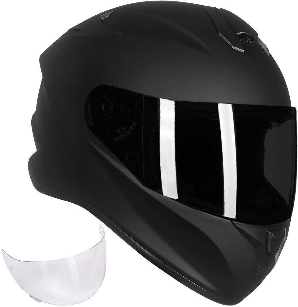 Buy ILM Full Face Motorcycle Street Bike Helmet with Enlarged Air Vents,  Free Replacement Visor for Men Women DOT Approved (Matte Black, Large)  Online in Indonesia. B086X3HBV5