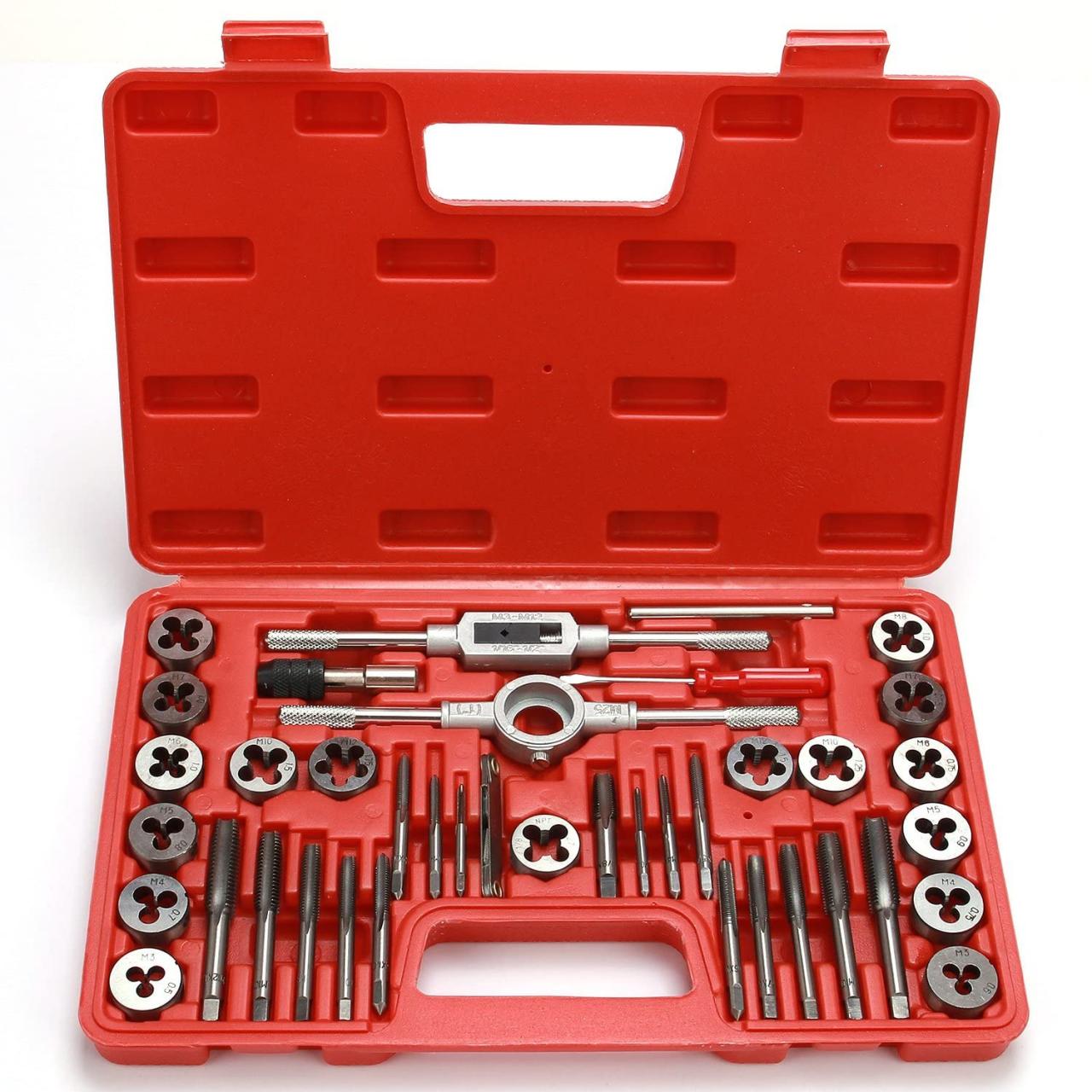 Buy 40-Piece Premium Tap and Die Set - Metric Size M3, M4, M5, M6, M7, M8,  M10, M12, Both Coarse and Fine Teeth | Essential Threading Tool Kit with  Complete Handles, Accessories