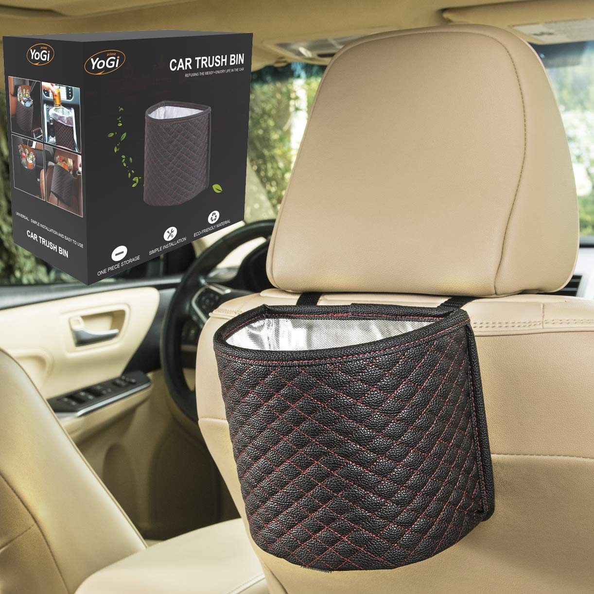 Buy Car Trash can - Black Garbage Bag for Your auto with Back seat  hangings, Elegante Well Design Cars Bags and bin with headrest Holder,Floor  Waterproof Mini Container Perfect Best Accessories Online