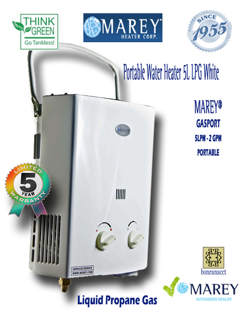 Portable Tankless Water Heater Marey 2GPM RV's & Campers Propane Gas LPG  GA5PORT Home & Garden Tankless Water Heaters romeinformation.it