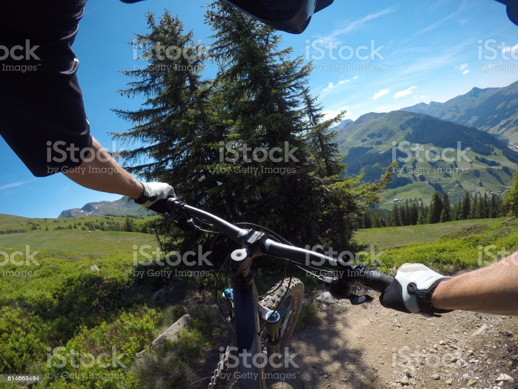 Going Right On Mountain Bike Stock Photo - Download Image Now - iStock