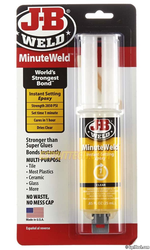 J-B Weld Epoxy Glue 1 Minute Syringe MinuteWeld Clear