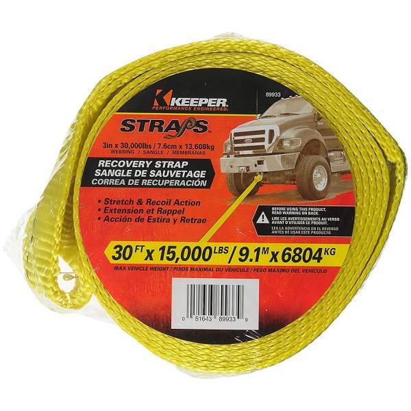 Keeper 30 ft x 6 in Yellow Heavy Duty Vehicle Recovery Strap w/ Carry Bag  by Keeper at Fleet Farm