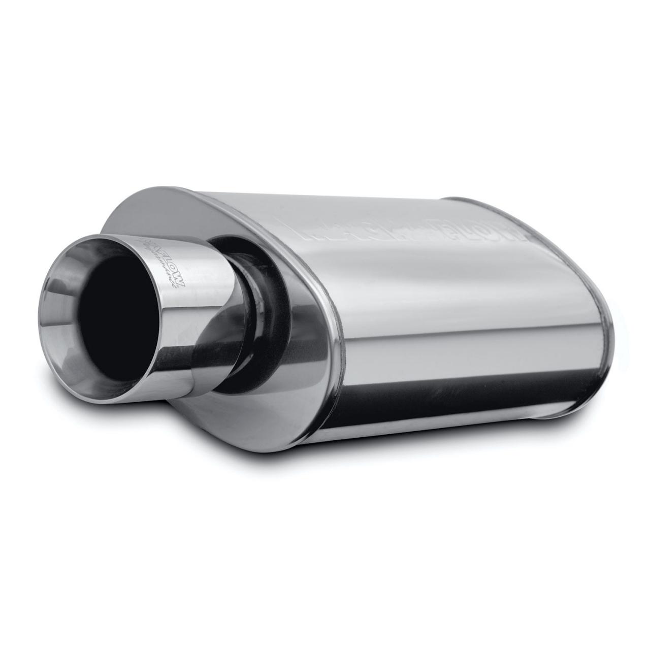 MagnaFlow® 14832 - Street Series Stainless Steel Oval Silver Exhaust Muffler  with Double-Wall Straight Cut Tip (2.25