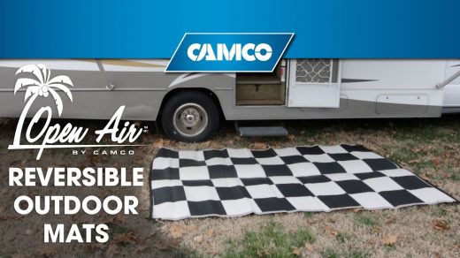 CAMCO REVERSIBLE RV AWNING OUTDOOR MAT - 9'X12', STRIPE, DARK GREEN / LIGHT  GREEN / WHITE - Northwoods Wholesale Outlet