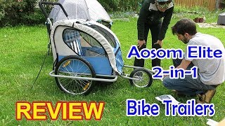 Aosom 2 in1 Double Child Bike Trailer and Stroller (Yellow) / Elite 3-in-1  Trailer- Yellow/ Black Baby Bicycle Jogger Child-safe bike trailer | Aosom