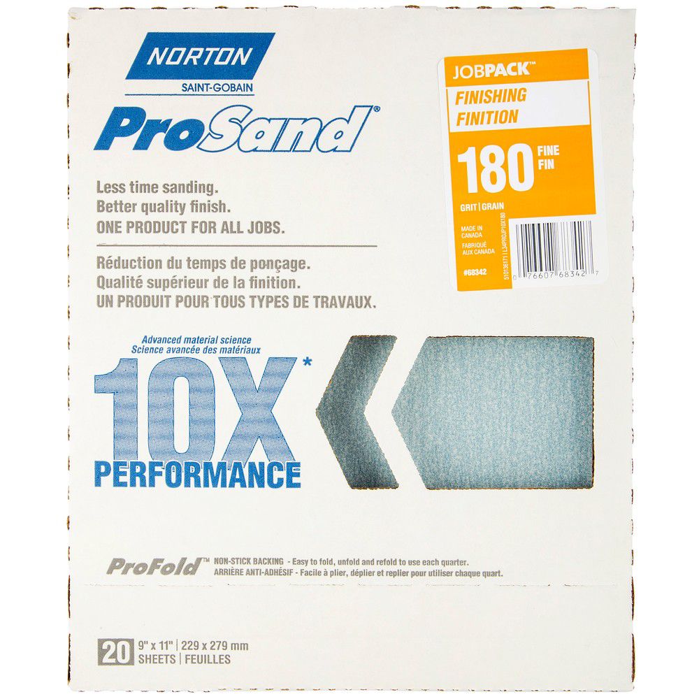 Norton ProSand 10X Performance Sandpaper 9 inch x 11 inch 180-F 20 PK Job  Pack | The Home Depot Canada