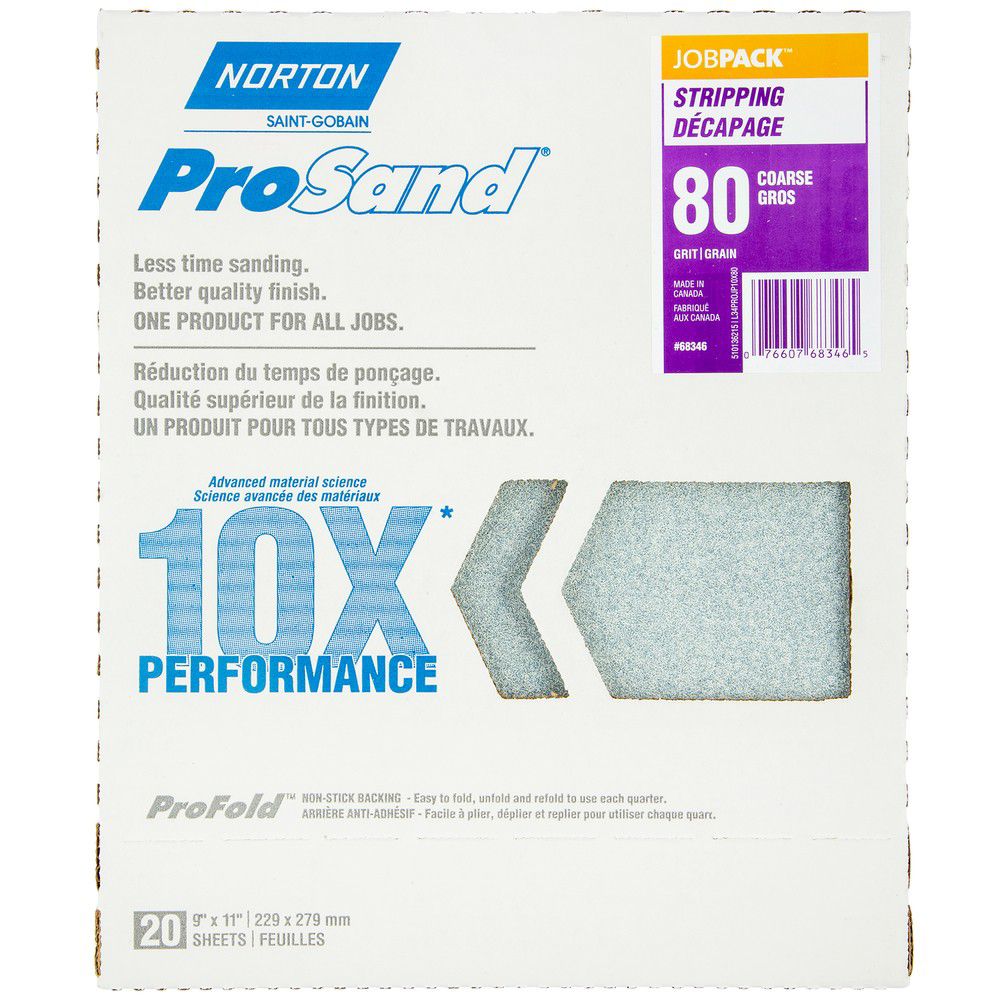 Norton ProSand 10X Performance Sandpaper 9 inch x 11 inch 80-C 20PK Job Pack  | The Home Depot Canada