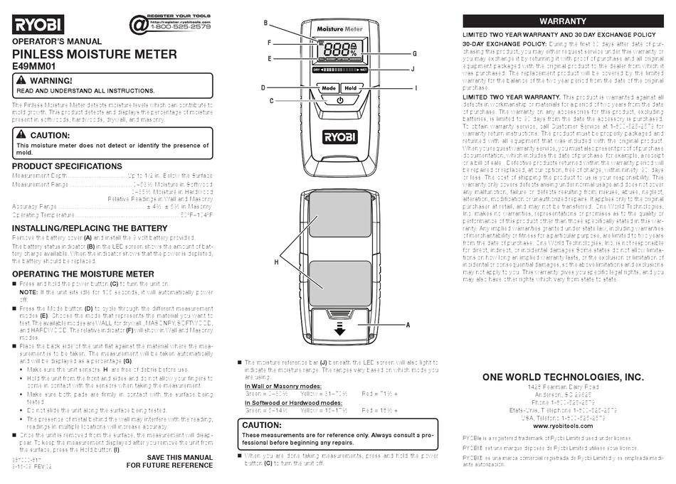 RYOBI E49MM01 OPERATOR'S MANUAL Pdf Download | ManualsLib
