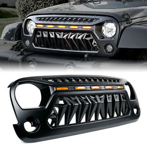 Buy Xprite Matte Black Venom Grill with Amber LED Running Lights Front  Grille Compatible with 2007-2018 Jeep Wrangler JK Online in Indonesia.  B08M98B36T