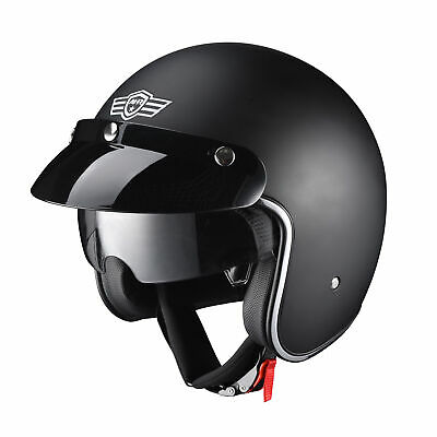 Buy AHR RUN-O Retro 3/4 Open Face Motorcycle Helmet with Removable Snap on  Sun Shield Visor DOT Approved Matt Black M Online in Hong Kong. B01LY19Y4R