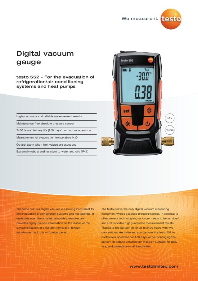 Testo 552 digital vacuum gauge
