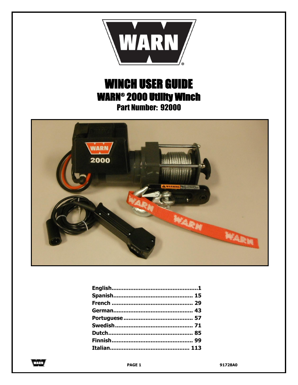 WARN 2000 DC User Manual | 126 pages