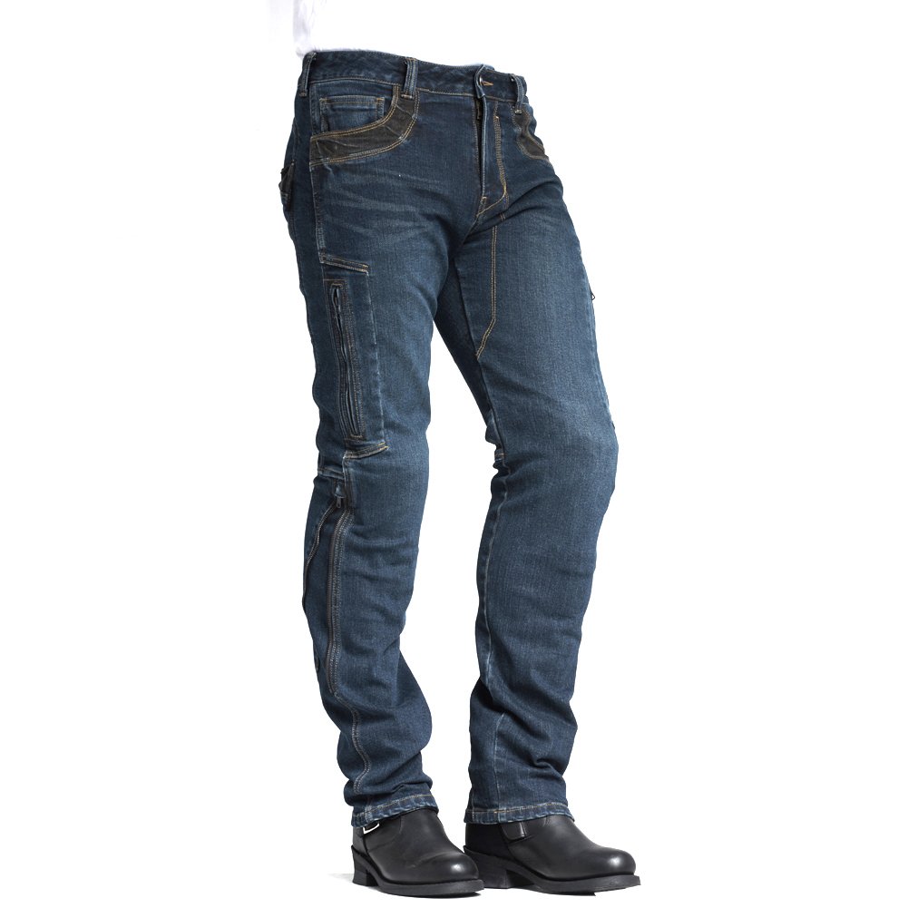 MAXLER JEAN Biker Jeans for men - Slim Straight Fit Motorcycle Riding Pants,  002 Blue - WebZaar