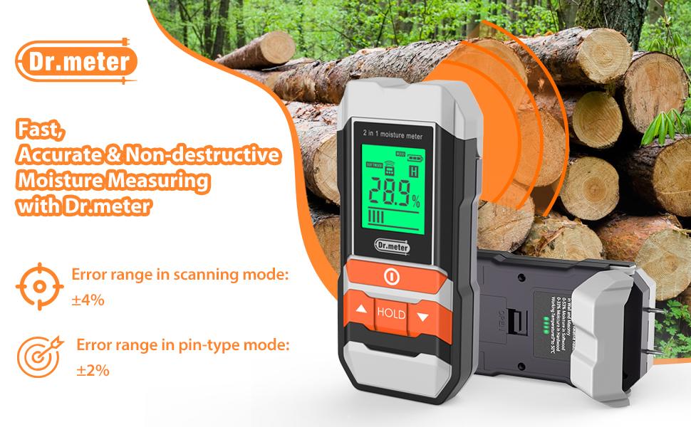 Dr.Meter Digital Wood Moisture 2 Pins Portable Water Tester HD LCD Display  With for sale online | eBay