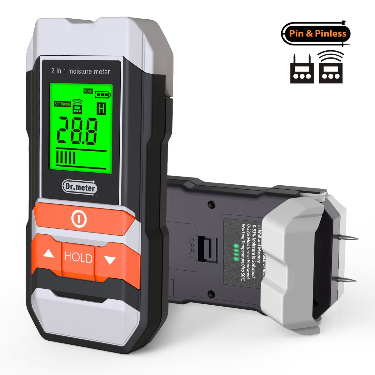 Dr.meter Digital Wood Moisture Meter,2 pins Portable Wood Water Moisture  Tester, | eBay