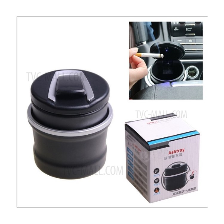 LED Cylinder Car Cigarette Ashtray Portable Cigar Ash Tray Container Ash Cup  Holder