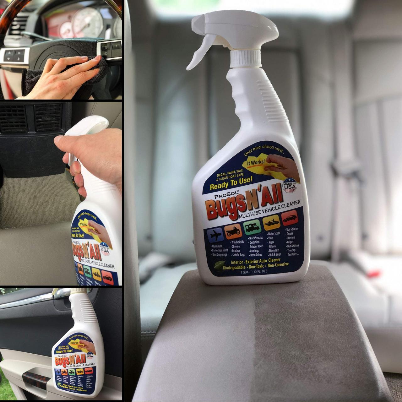 Bugs N All - THE BEST Professional Strength Multi-Use Vehicle Cleaner. 1 qt  Concentrate Makes 8 Quarts… | Spray wax, Organic cleaning products, Cool car  accessories