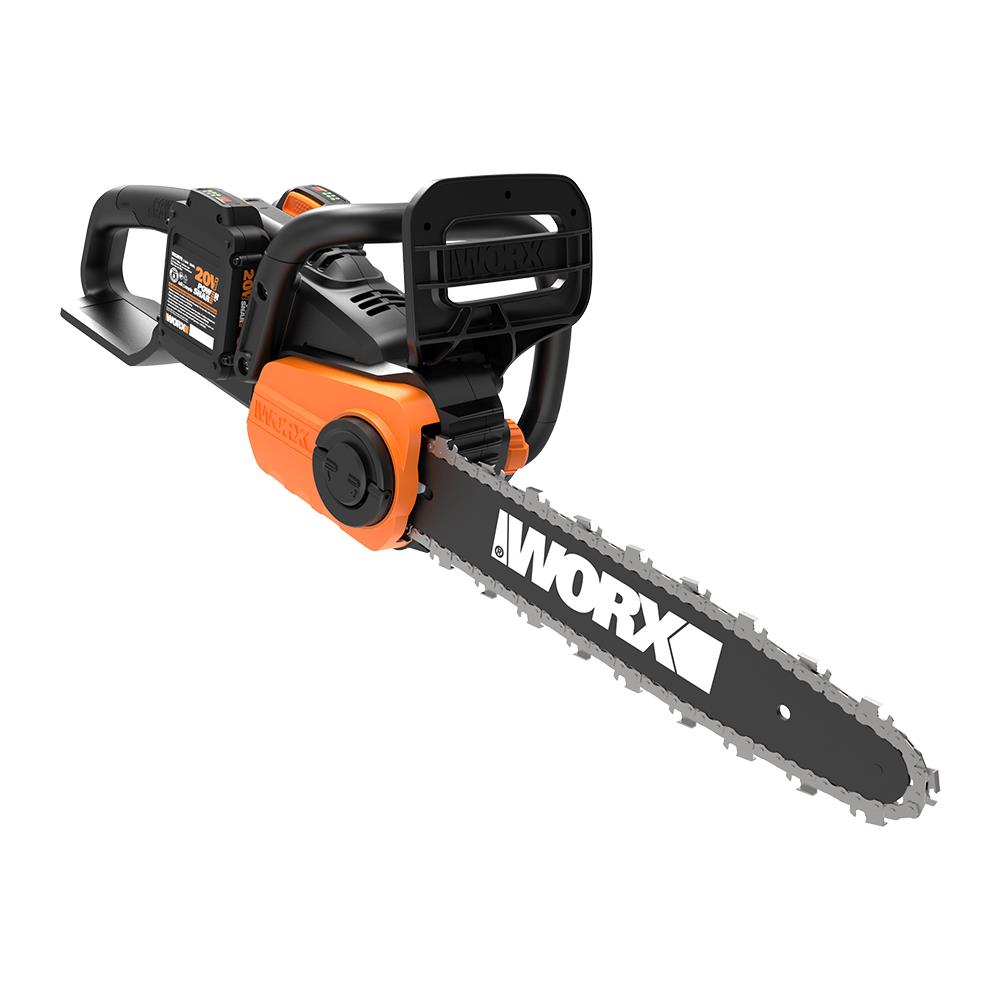 WORX POWER SHARE 40-Volt Max 14-in Brushless Cordless Electric Chainsaw 2  Ah (Battery & Charger Included) in the Cordless Electric Chainsaws  department at Lowes.com