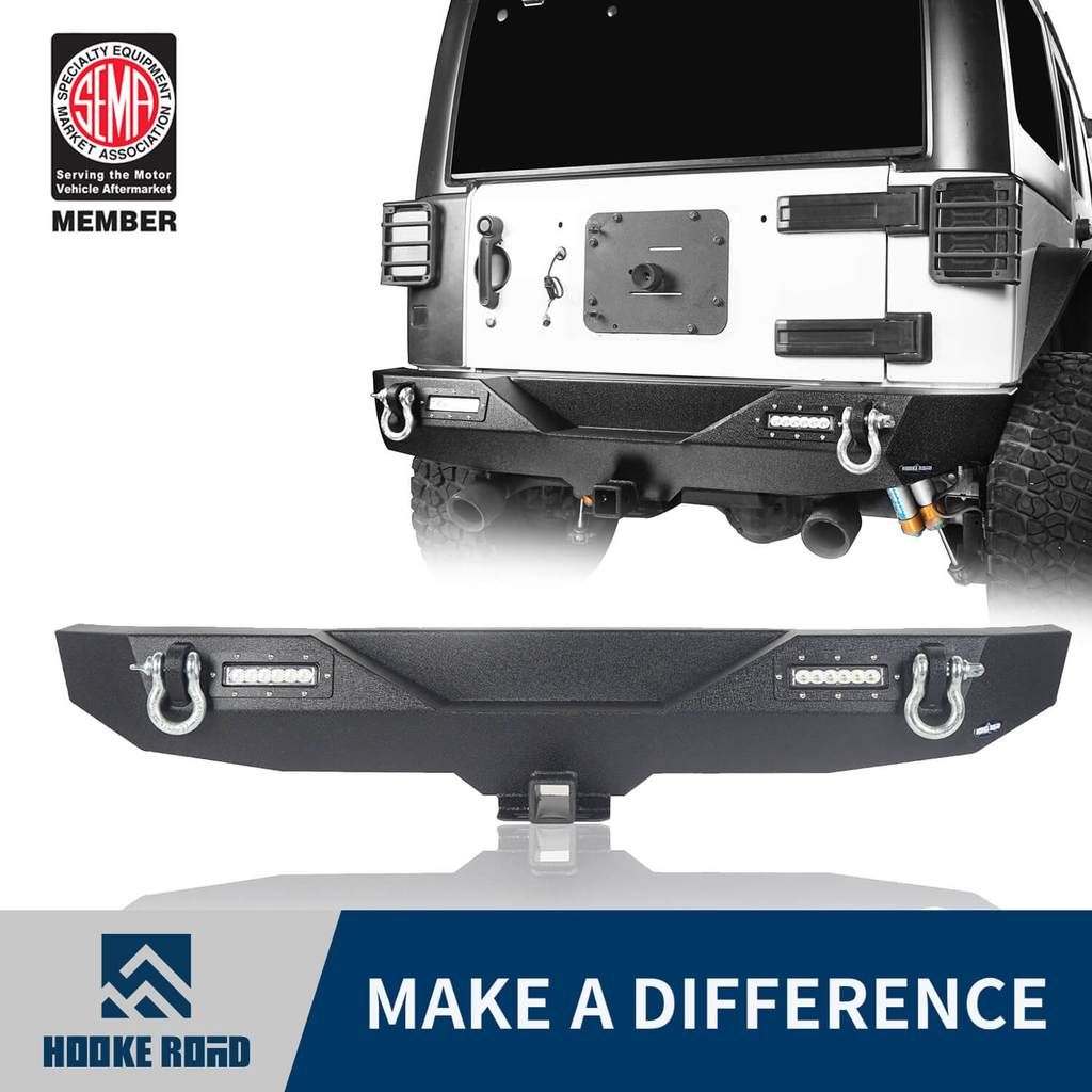 Hooke Road® Different Trail Rear Bumper w/Hitch Receiver(07-18 Jeep  Wrangler JK) | Jeep wrangler jk, Jeep wrangler, Jeep
