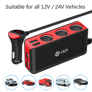Te-Rich 3-Socket Cigarette Lighter Power Adapter DC Outlet Splitter 6.8A 4  Port USB Car Charger for Cell Phones, Dash Cam, GPS and More - My Alexa Run  Life
