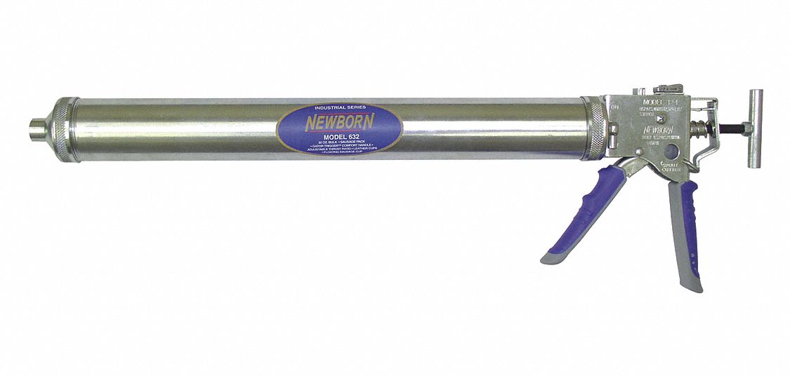 NEWBORN Caulk Gun, Bulk/Sausage Packs, Steel, 32 oz, Hex Rod, Comfort Grip  - 48UL59|632-GTS - Grainger