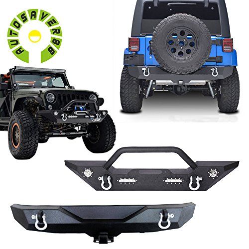 AUTOSAVER88 JK Jeep Wrangler Front Bumper with LED Lights and Winch Plate  and Rear Bumper with Hit… | Jeep wrangler accessories, Jeep wrangler bumpers,  Jeep concept