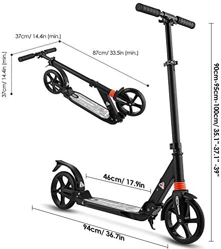 kids/Adult Scooter with 3 Seconds Easy-Folding System, 220lb Folding  Adjustable Scooter with Disc Brake and 200mm Large Wheels (Black) :  Amazon.com.au: Sports, Fitness & Outdoors
