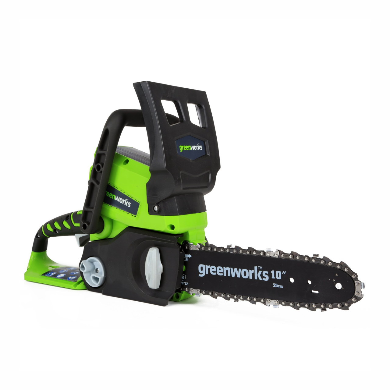 Greenworks 24V 10 inch cordless chainsaw, 2.0 AH battery and charger  Included