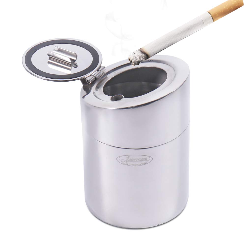 Newness Detachable Car Ashtray, Upgraded Stainless Steel Portable Automotive  Ashtray with Sealing Lid, Cigarette Ashtray Ash Bucket for Car or Outdoor  Use, Home & Office Ash Holder for Smokers, Silver- Buy Online