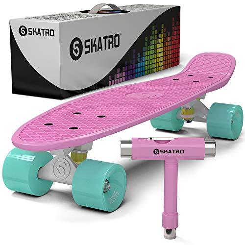 Skatro - Mini Cruiser Skateboard. 22x6inch Retro Style Plastic Board C –  NineFit - Europe