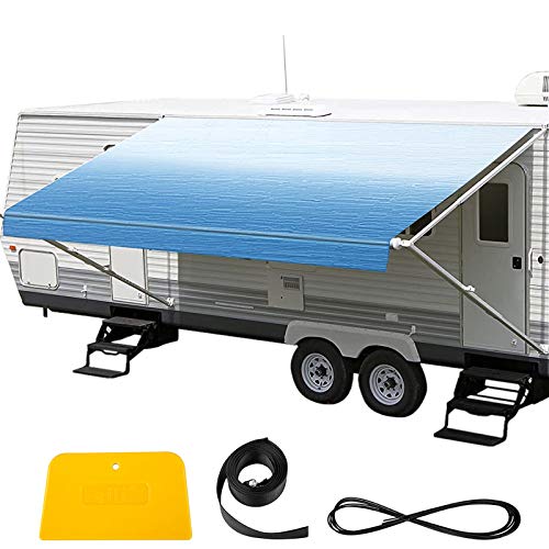 VEVOR RV Awning 16' Camper Awning Fabric, Trailer Awning Canopy Patio  Camping Car Awning, Durable 15oz Vinyl Roller Tube for RV, Van, SUV, Patio  Awning Replacement Ocean Blue Fade- Buy Online in