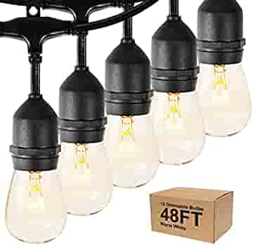 Brightown Outdoor String Lights-2 Pack 25Ft G40 Patio Lights with 26 Edison  Glass Bulbs(1 Spare), Waterproof Connectable Hanging Light for Backyard  Porch Balcony Decor, E12 Socket Base, Black | Walmart Canada