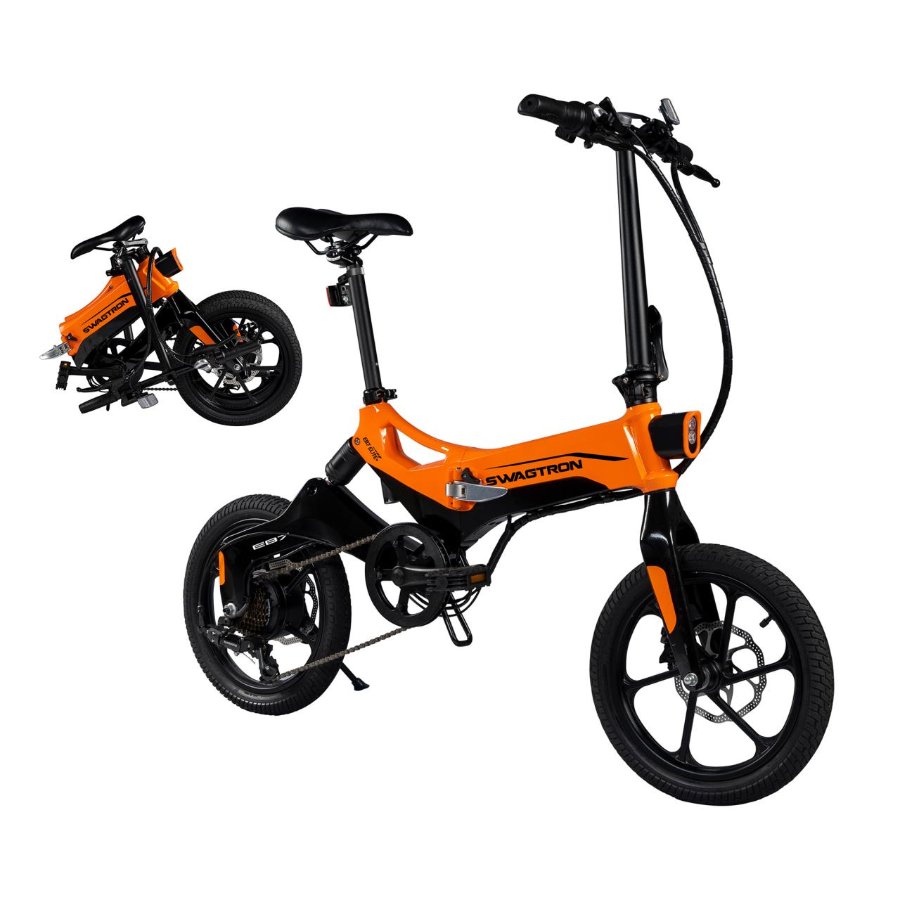 Buy Swagtron Swagcycle EB-7 Elite Plus Folding Electric Bike with Removable  Battery, Orange/Black, 16 Wheels, 7-Speed Online in Turkey. B07TD6GKG9