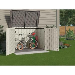 Suncast Stow-Away 3 ft. 8 in. x 5 ft. 11 in. Resin Horizontal Storage Shed  BMS4700 at The Home Depo… | Outdoor bike storage, Outdoor storage sheds,  Diy storage shed