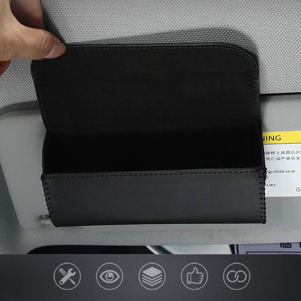 HOLDCY Sunglass Clip Holder for Car Sun Visor,Eye Glasses Storage Box -  Automotive Accessories Leather 1Pcs Apply to All Car Models (Black) :  Amazon.sg: Automotive