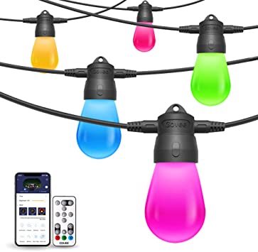 Govee Outdoor String Lights, 24ft LED String Lights with 6 Bulbs RGB  Dimmable Warm White Hanging Loops Waterproof APP and Remote Control Indoor String  Lights for Bedroom, Patio, Backyard, Party : Amazon.ca: