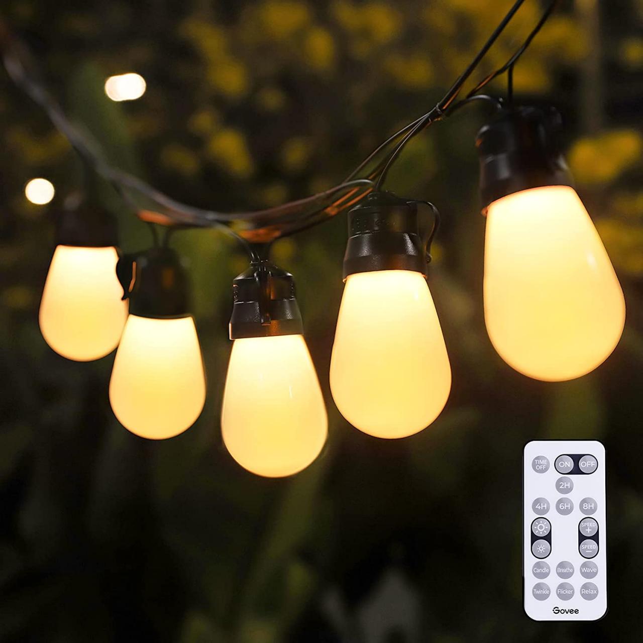 Buy Govee 48ft Patio Lights with Bluetooth App Control, IP65 Waterproof  Shatterproof Outdoor String Lights with 15 Dimmable Warm White LED Bulbs,  Decorative Outdoor Lights for Garden, Backyard, Party Online in Hong