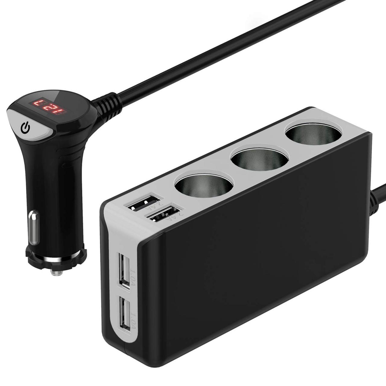 Buy HiGoing Cigarette Lighter Splitter, 100W 12V24V 3 Sockets 4 USB Car  Charger Adapter DC Outlet with Replaceable 7A Fuse and Voltmeter Online in  India. B07GK17ZLG