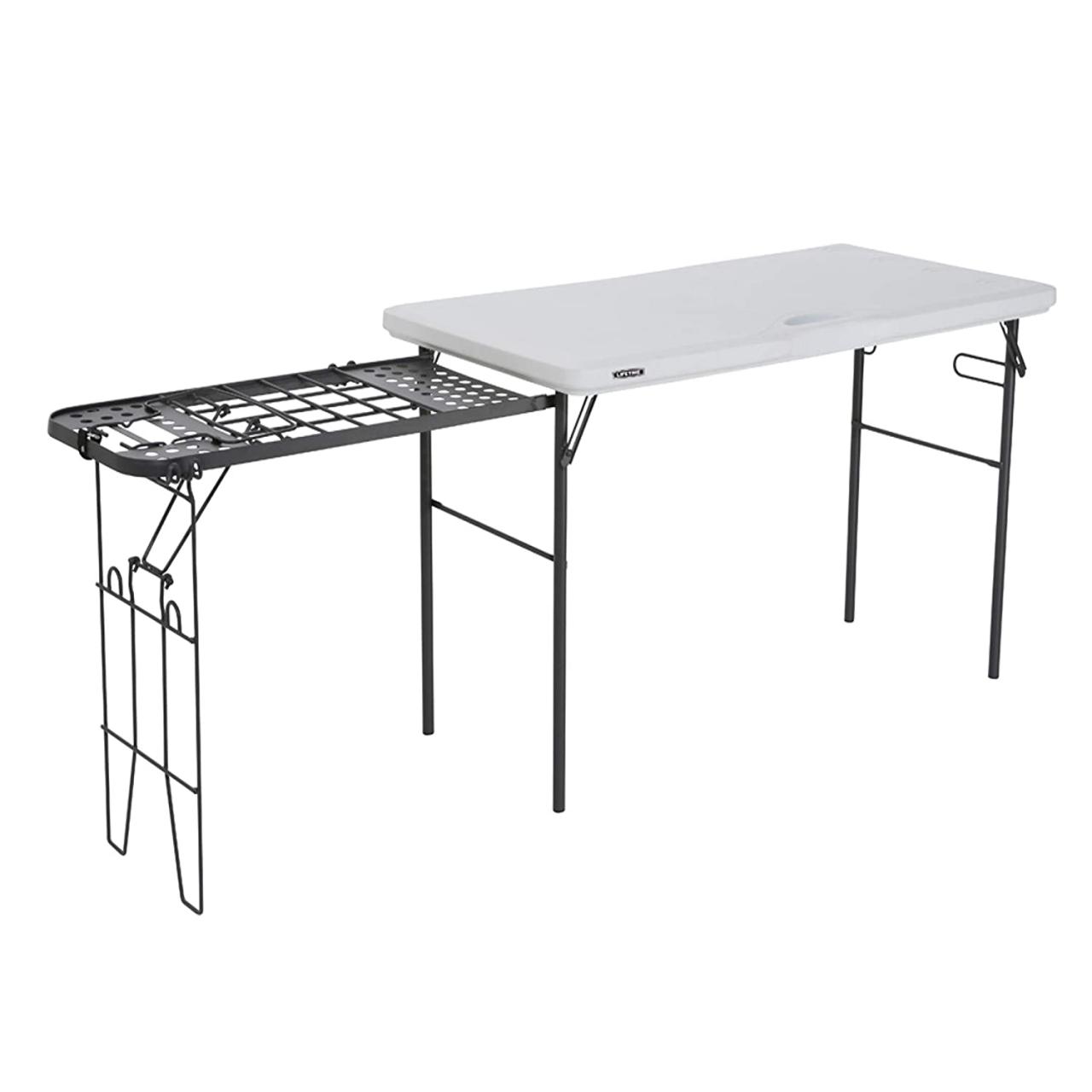 Lifetime Folding Tailgate Camp Table with Grill Rack, White : Amazon.in:  Furniture
