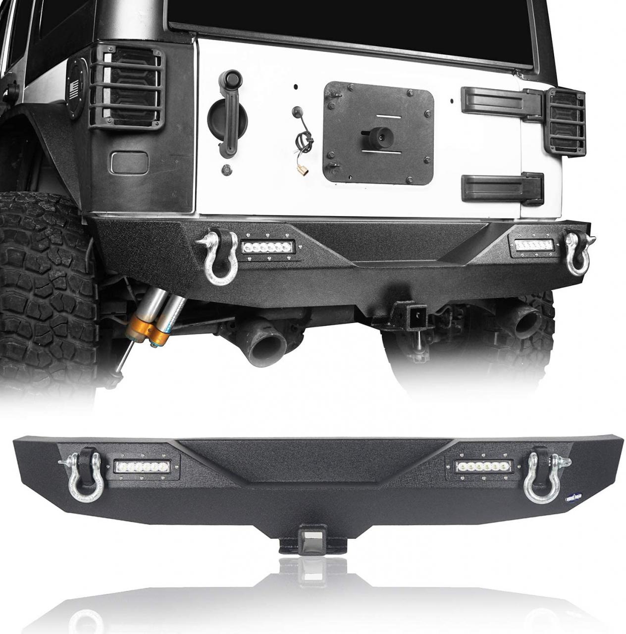Hooke Road Different Trail Offroad Rear Bumper w/2 x 18W LED Accent Lights  & Spare Tire Rack for 2007-2018 Jeep Wrangler JK & Unlimited : Amazon.in:  Car & Motorbike