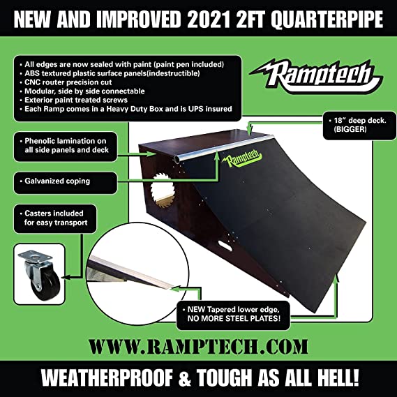 Ramptech 2' Tall x 4' Wide QUARTERPIPE Skateboard Ramp : Amazon.ca: Sports  & Outdoors