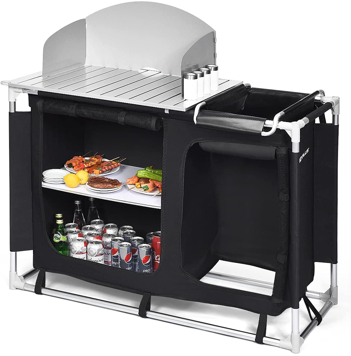 Outsunny Portable Fold-up Camp Kitchen with Windscreen, 6' : Amazon.co.uk:  Sports & Outdoors