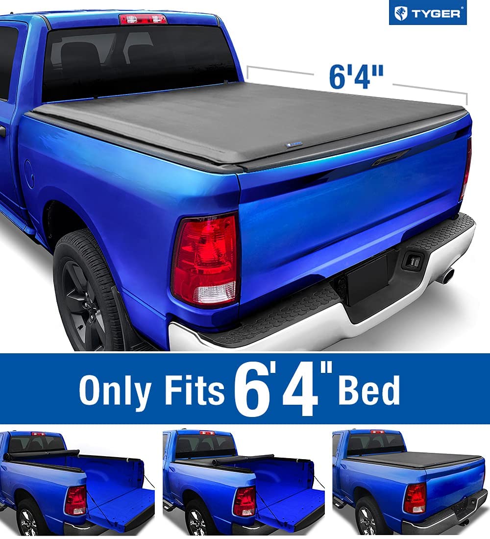 Buy Tyger Auto T1 Soft Roll Up Truck Bed Tonneau Cover Compatible with  2002-2018 Dodge Ram 1500 | 2019-2021 Ram 1500 Classic Only | Fleetside 6'4  Bed (76) | without RamBox | TG-BC1D9014 , Black Online in Lebanon.  B01LXC2BOR