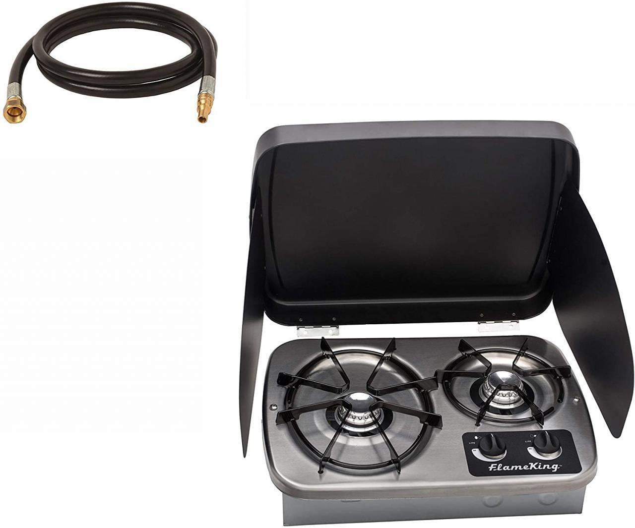 2 Burner Built-In RV Stove with wind shield, CSA approved Model #: YSNHT600  - Flame King