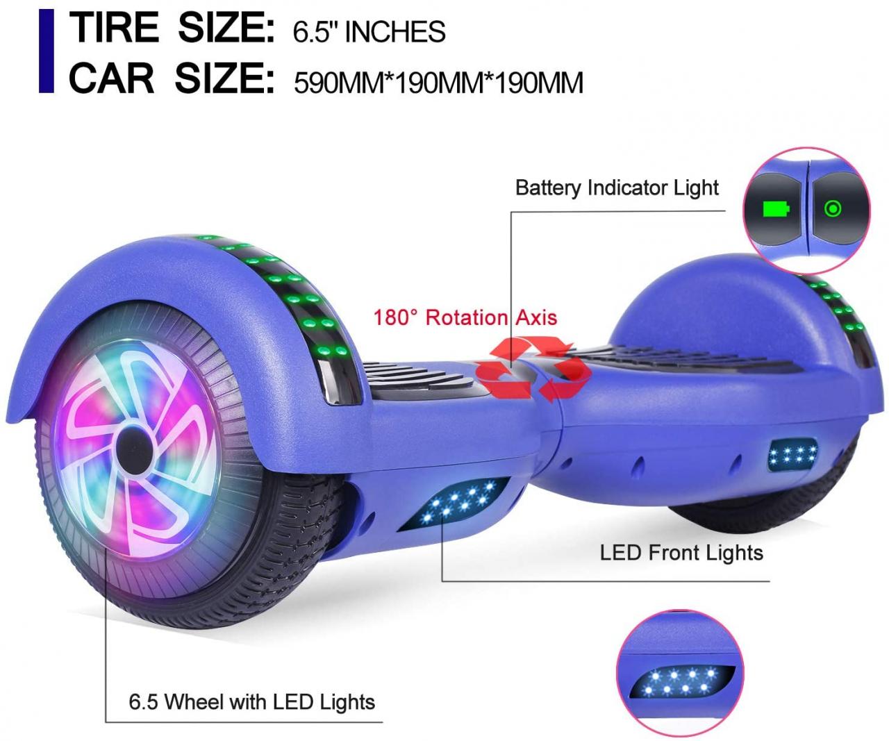 Buy Felimoda Hoverboard, Self Balancing Scooters with 6. 5 Inches LED  Wheels for Kids and Adults Online in Hong Kong. B07KVS3FMT