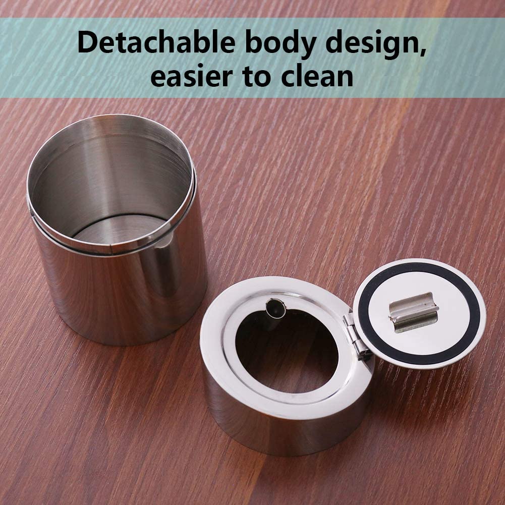 Newness Focus On Stainless Steel Car Ashtray, Newness Stainless Steel  Modern Car Ashtray with Lid, Cigarette Ashtray for Car, Auto, Indoor  Tabletop or Outdoor Use, Ash Holder for Smokers, Desktop Smok :