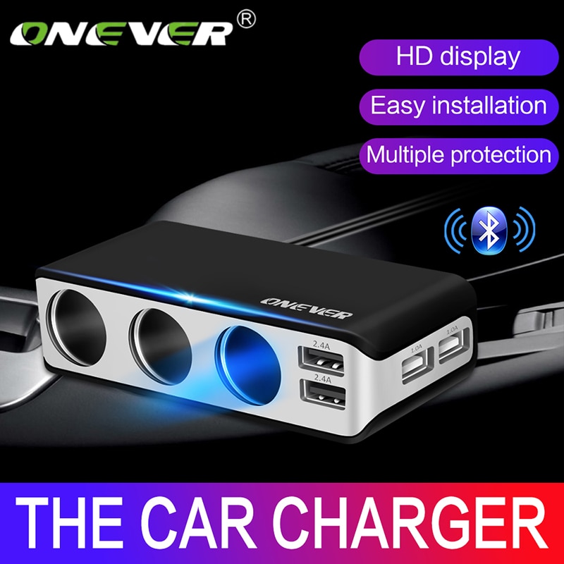 Buy Online Onever 4 USB Port 3 Way Car Cigarette Lighter Socket Splitter  120W Output Power Adapter 12~24V Charger Fast Charging Voltmeter ▻ Alitools